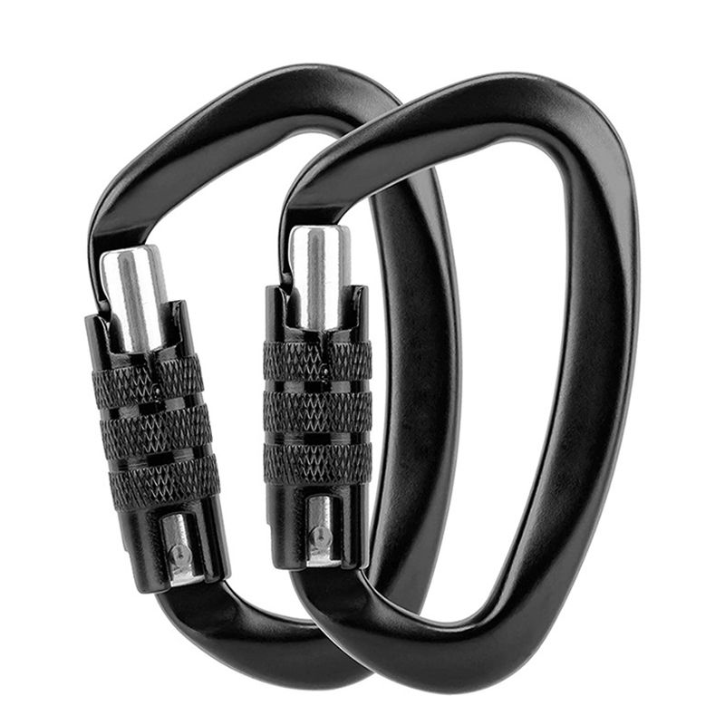 2 piece set Carabiner 12KN Auto Locking Carabiner Clips Black