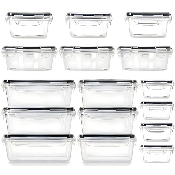 Airtight Plastic Food Storage Container Set with Lids - Clear - 16 Piece