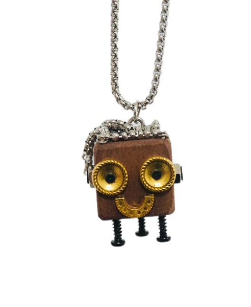 Handmade Steampunk Mini - Robot Necklace
