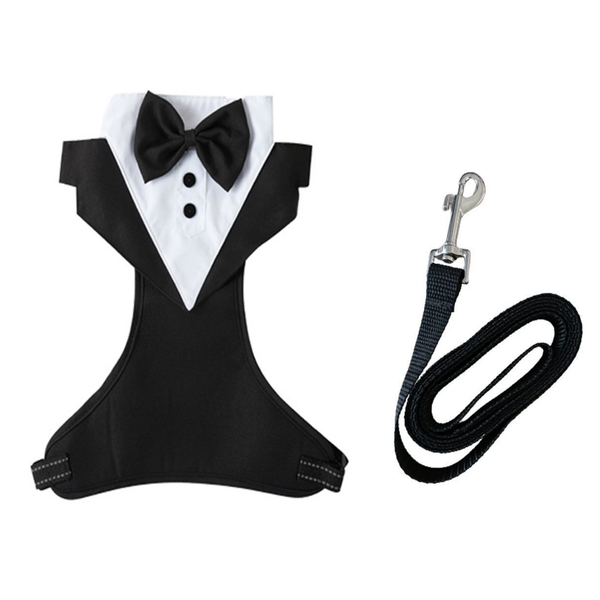 Pet Tuxedo Suit Vest Harness with Leash Dog Stylish Cloth