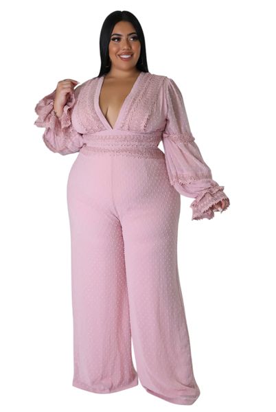 Wardrobenthings Catch UP High Quality Plus Size Pink Jumpsuit