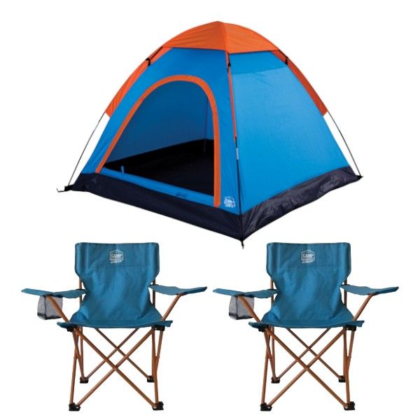 Campmaster Junior Adventure Camping Tent &amp; 2 Junior Chairs - Blue