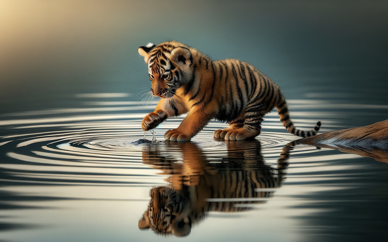 Canvas Wall Art Decor - Playful Tiger Cub Artwork