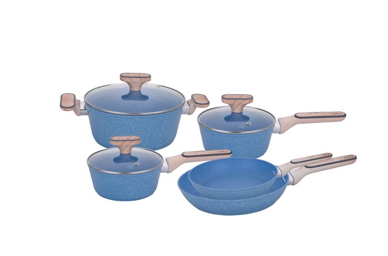HotChef Granite Cookware Set - 7 Piece - Blue