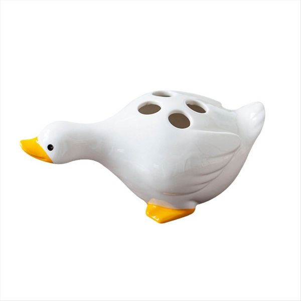 Toothbrush Holder Duck 4 Holes Drainable Toothbrush Compatible with None