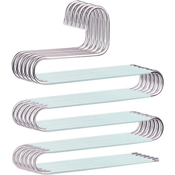 Space Saving 5 Tier Hangers Stainless Steel Trouser Hanger - 6 Pack