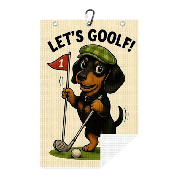 Golf Towel Microfiber - Funny "Let's Go-olf" Wiener Dog Design