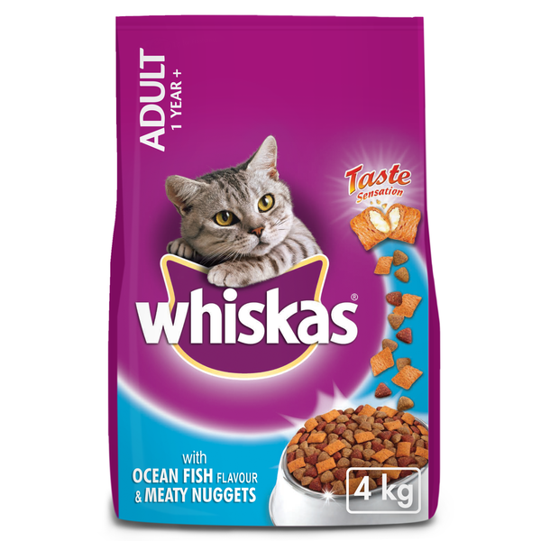 Whiskas Dry Cat Food for Adult Cats with Ocean Fish Flavour 4kg