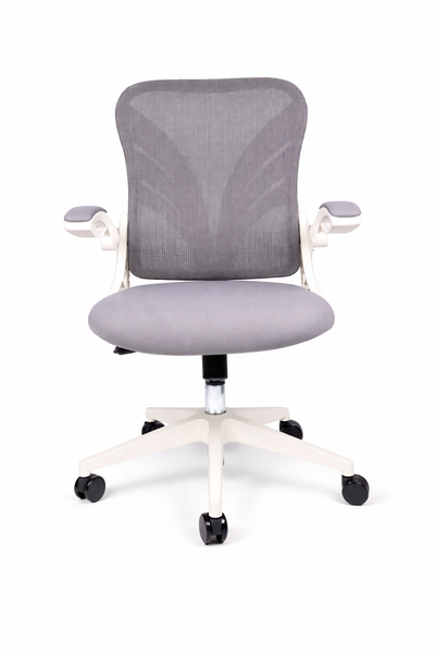 Ergonomic Mesh Office Chair with Armrests - Grey &amp; White