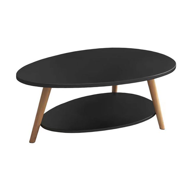 2 Tier Oval Shape Wooden Coffee Table