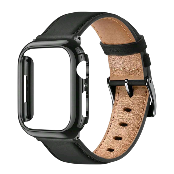 Leather Watch Band, Screen Cover Compatible with Apple Watch Series 10 46mm