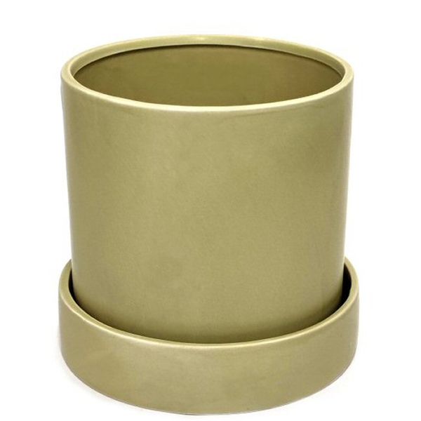 PH Garden - Cylinder Pot Cover With Fixed Base Large Green D19 x H18cm