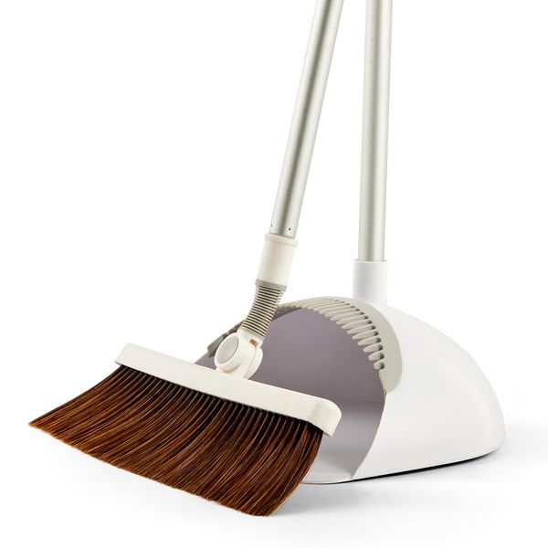 Chenshia 34cm Soft Sweep Broom &amp; Dustpan Set-RotatableHead&amp;Magnetic U-Shape