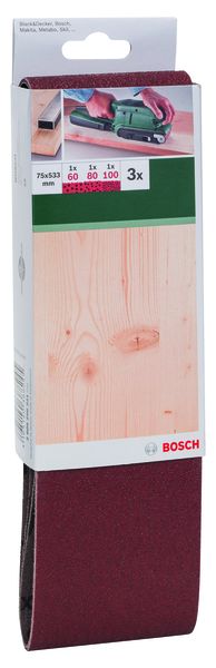 Sanding Bel Red Quality for Belt Sanders, 75 X 533mm, 60, 80, 100, 3 Piece