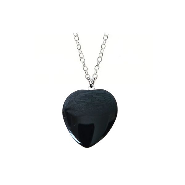 Black Onyx Heart Gemstone Pendant Necklace