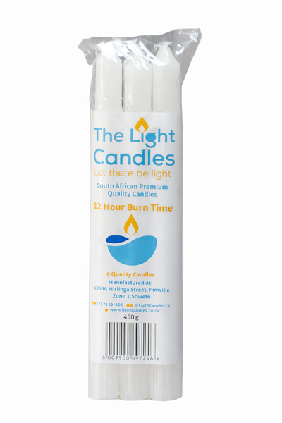 The Light Candles - Pack of 6 White Candles