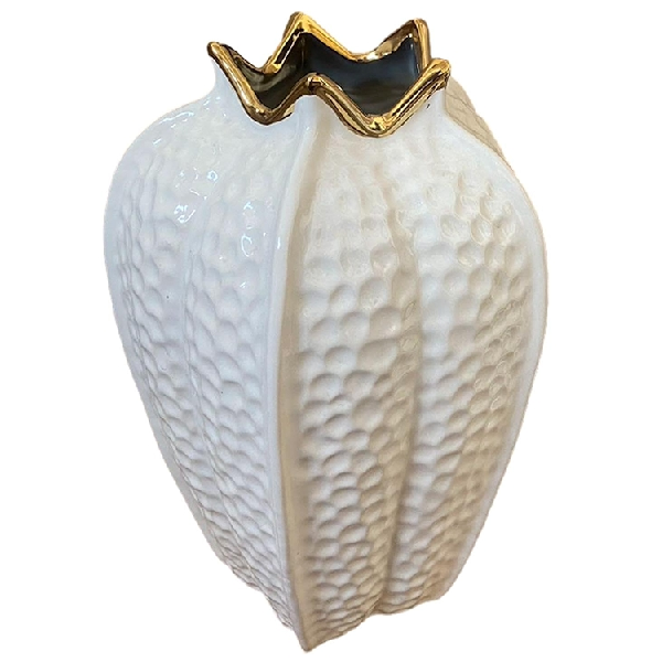 Mento Decorative White and Gold Vase