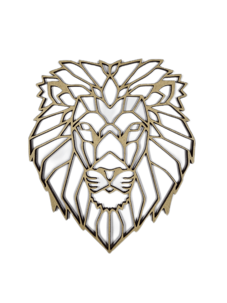Polygonal African Lion Male Head Wall Art - 30cm x 26cm - 3mm Blonde MDF