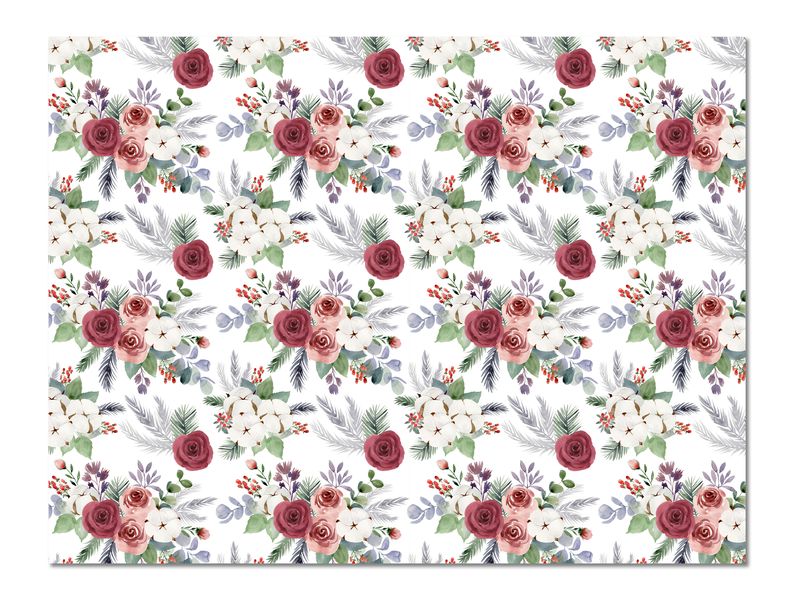 A3 Disposable Paper Placemat Set - Christmas Rose Bouquets