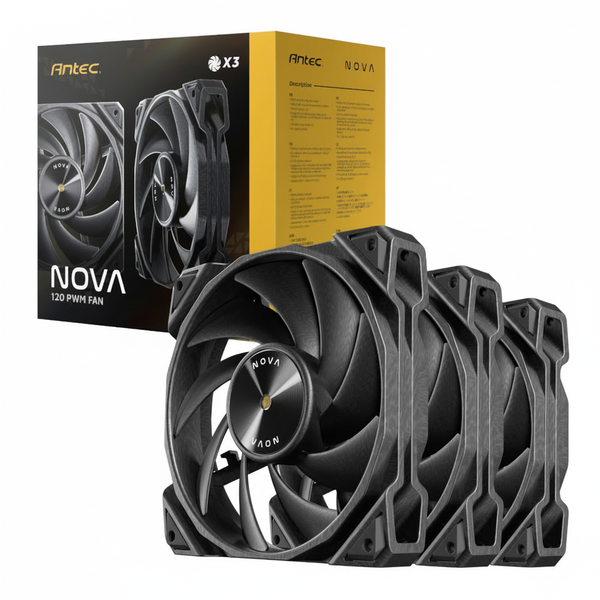 Antec 120mm PWM Case Fan 3 Piece Set - Black Cooling Fans