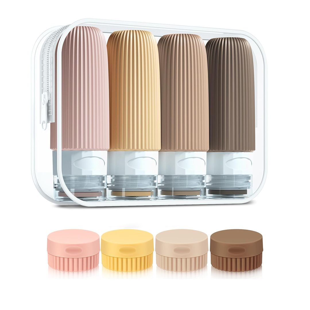 8 Pcs Travel Bottles Set for Toiletries Soft Leak Proof Silicone Container