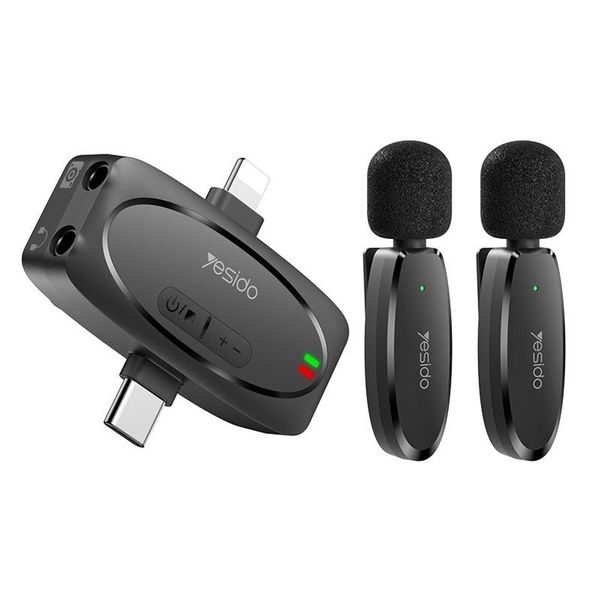 YESIDO KR15 DualLow-latency Wireless Lavalier Microphone with 3in1 Receiver