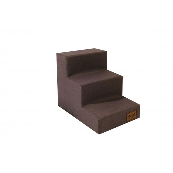 Wagit Luxury Brown Upholstery Non-Slip Doggy 3 Steps
