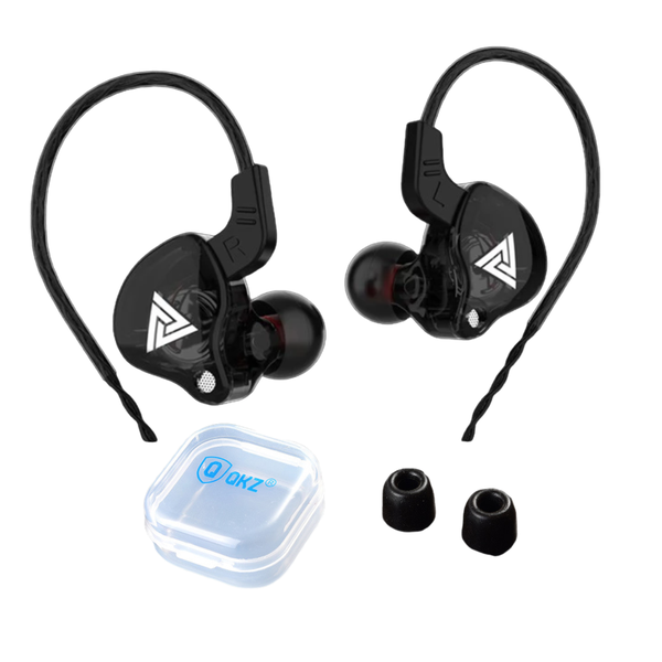 QKZ AK6 – HD – In-Ear Monitor Earphones with Case &amp; Foam Eartips – Black