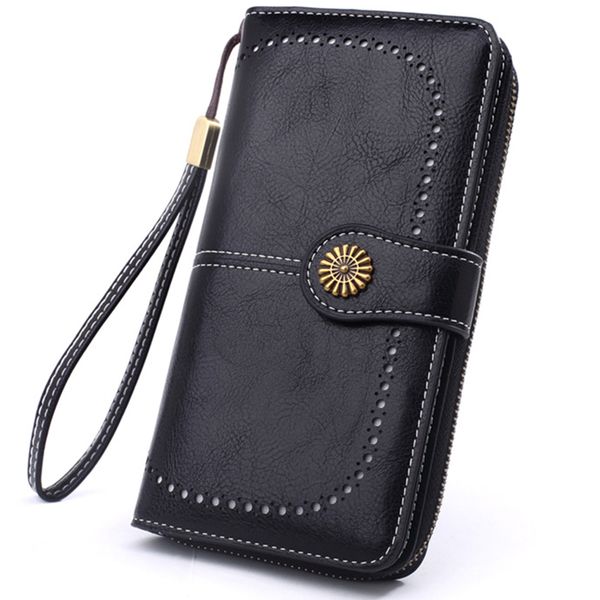 Wallet RFID Blocking Long Purses Clutch with Roomy Capacity with Wristband