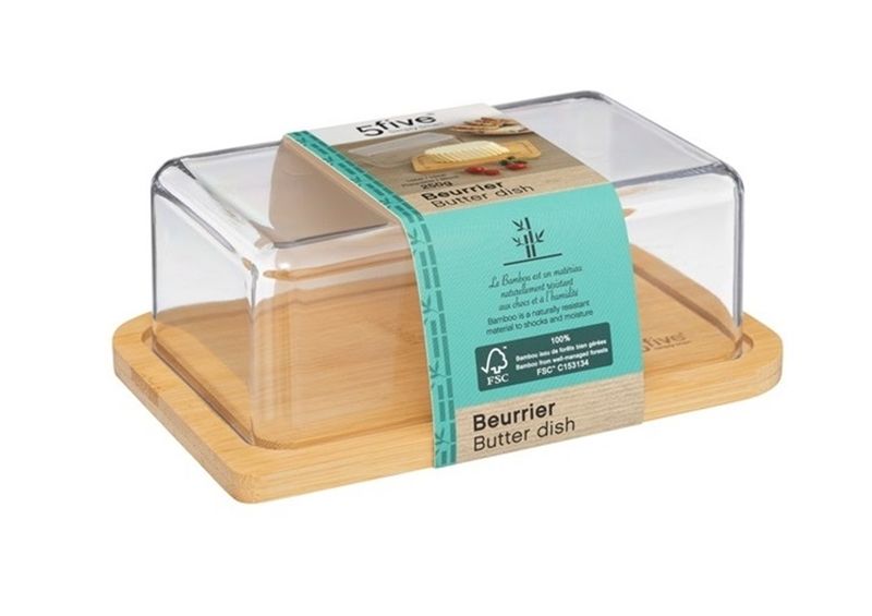 5five Bamboo Butter Dish with Plastic Lid 19x12x6.5cm