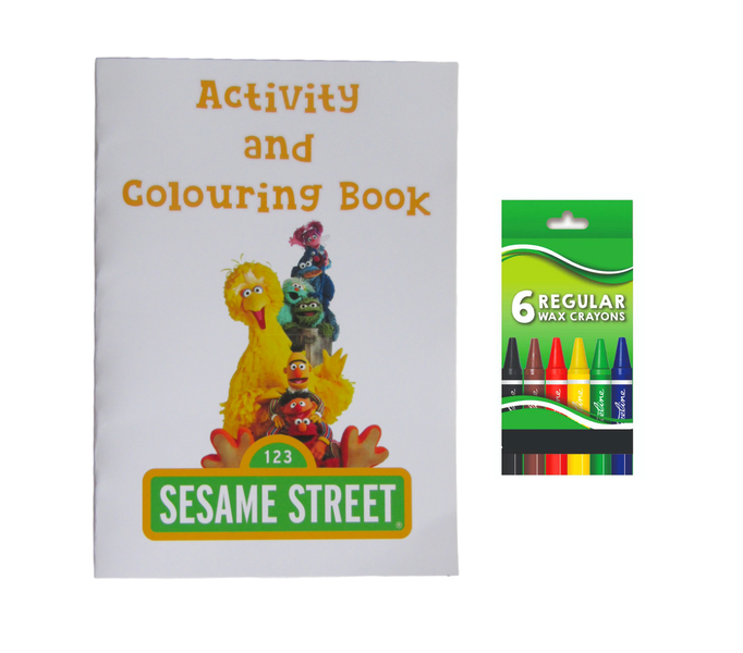 Sesami Street Activity and Colouring Book A5 plus 6 Wax Crayons