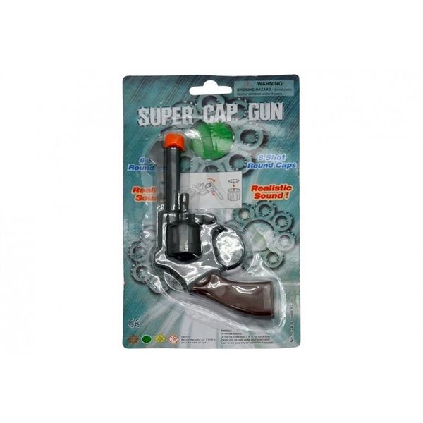 8 Shot Cap Gun 17Cm Plastic W/Metal Cylinder