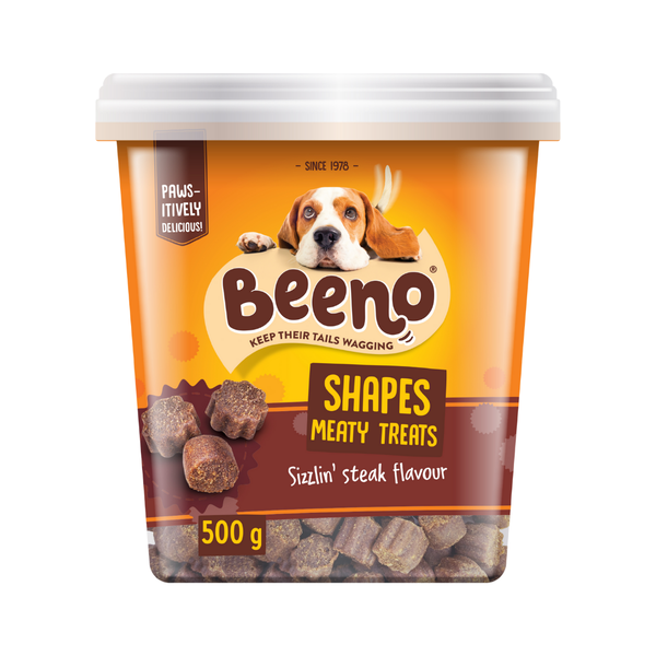 Beeno Shapes Semi Moist Dog Treats Steak 500g