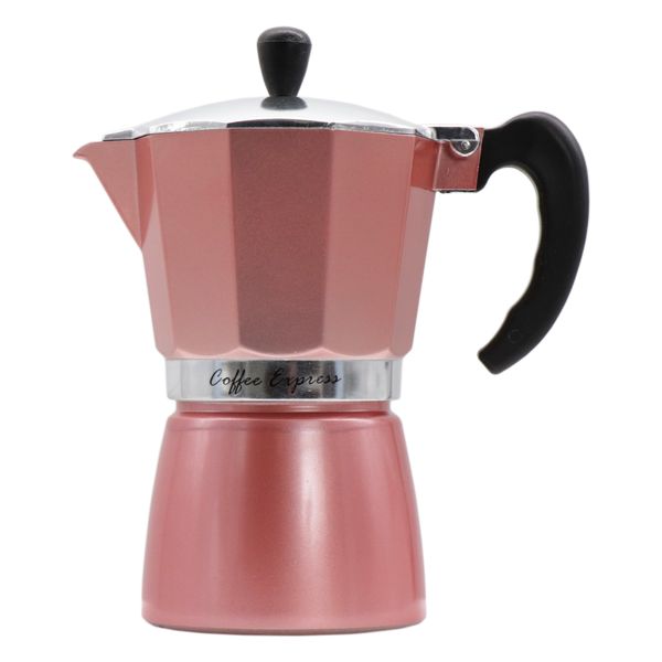 Regent Coffee Maker Aluminium 2 Tone Rose Gold &amp; Silver 6 Cup, (275ml)