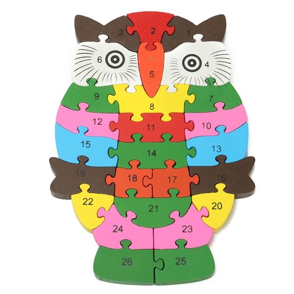 Owl Shaped Colourful Wooden Puzzle 26 Pieces