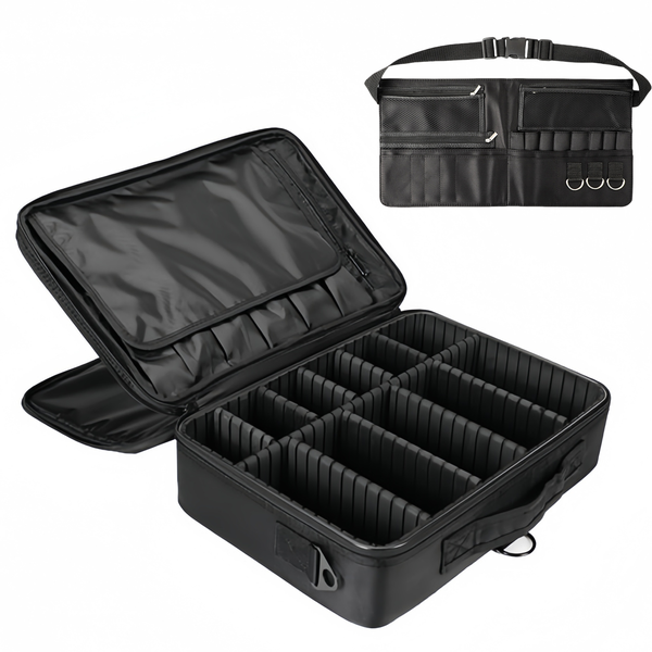Makeup Storage Bag 3 Layers Makeup Brush Bag with Makeup Brush Belt