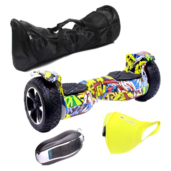 Self Balance Scooter 8.5" Hoverboard-Off-Road-LED-Remote-Bag-Mask-Graffiti