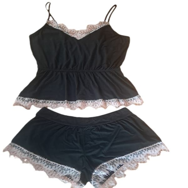 Womens Lace Trim Cami and Shorts Pyjamas Set