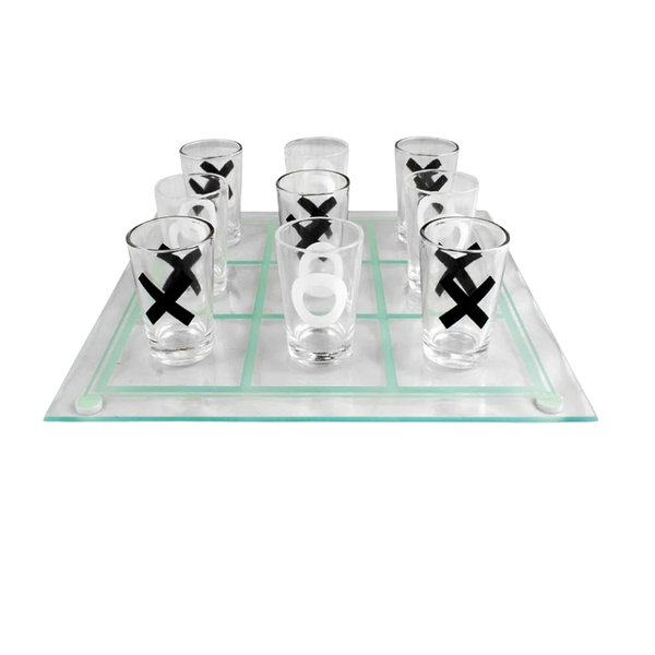 Tik - Tac - Toe Glass Drinking Game with 9 Shot Glasses