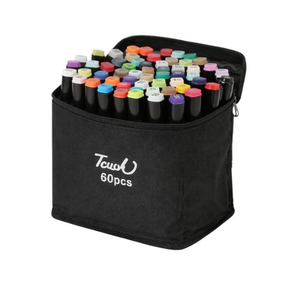 60 Piece - Oil-Based Marker Set With Zipper Carry Case - Multicolour