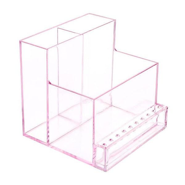 Nail Drill Machine Storage Box Organizer - Transparent Pink