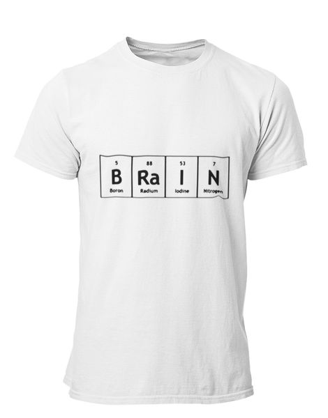 PepperSt Mens White T-Shirt - Brain Periodic Table