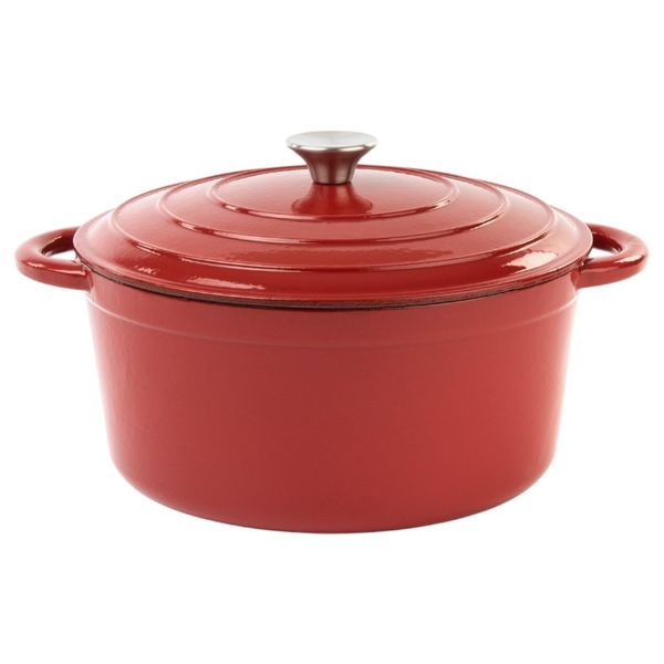 3.82L Cast Iron Enamel Round Pot - Red
