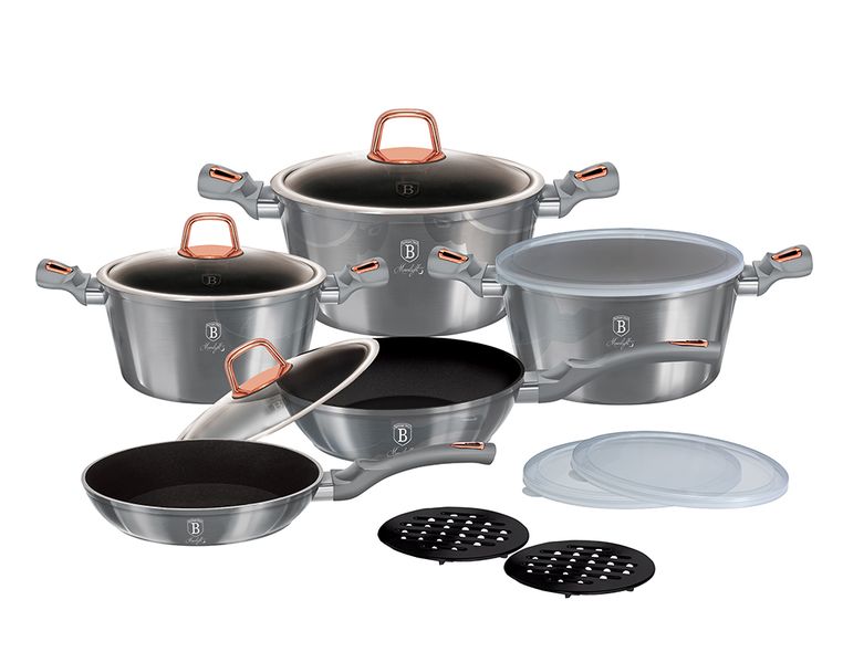 Berlinger Haus 13-Piece Marble Coating Smart Lid Cookware Set - Moonlight