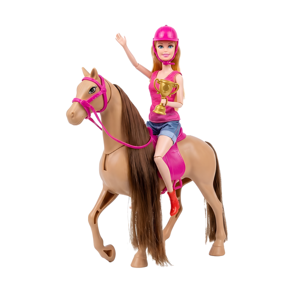 Equestrian Champion Doll &amp; Horse Toy Playset in Mixed Colors