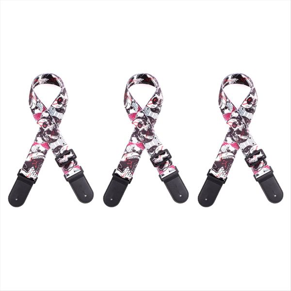 Horror Skull Leather Nylon Fluorescent Print Folk Guitar Strap B