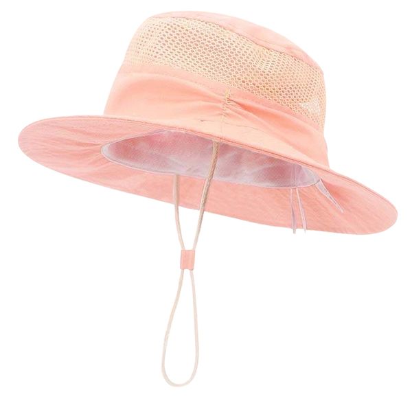 Girls Pink Bucket Hat with Mesh Insert for breathability