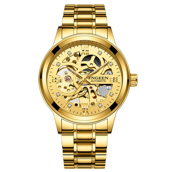 Fenzun mechanical watch men's black diamond men's watch waterproof Korean v