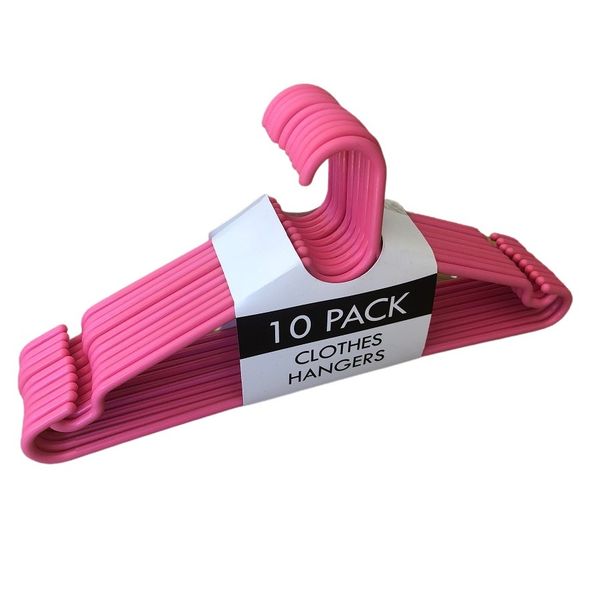 Pink Plastic Clothes Hangers - Pack of 10