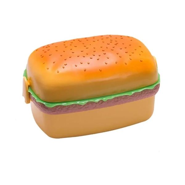 Microwavable Portable Plastic Multilayer Square Burger Shape Lunch Box